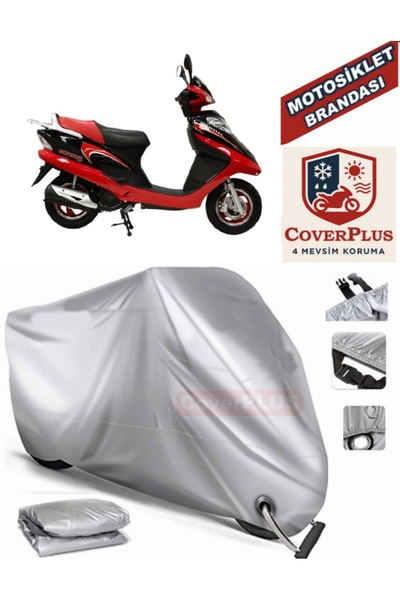 MotoEN Gray Lock Compatible Motor Tarpaulin Mondial 100 Rt Motorcycle Tarpaul...