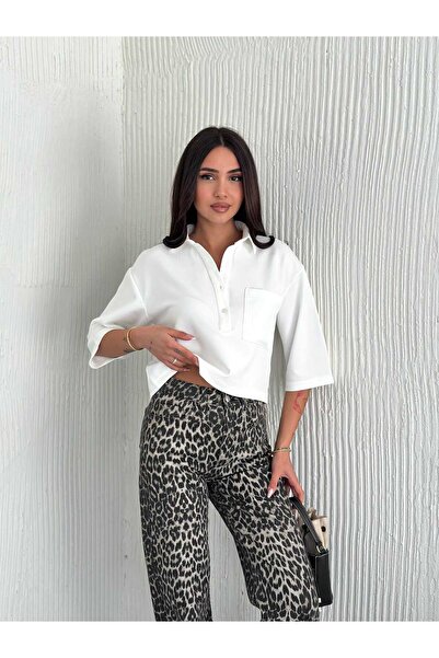 The Robi Πουκάμισο με λεπτομέρεια τσέπης και γιακά Crop