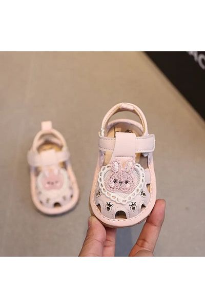 Superbaby Sandalute roz pudra cu piuitoare - Bunny