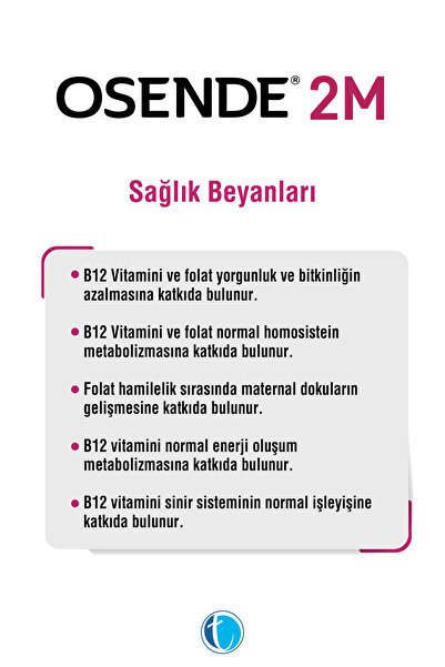 Osende 2M 30 Dilaltı Tablet Vitamin B12 (Metilkobalamin) Folik Asit (Metilfolat)