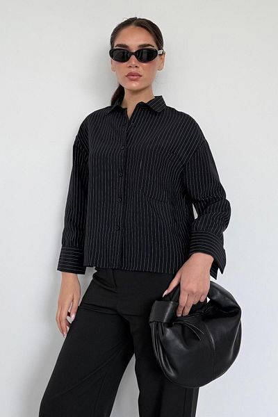 Madmext Cămașă de damă oversize cu dungi negre MG2093