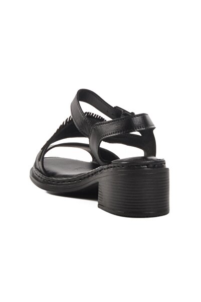 Venüs Black Genuine Leather Women's Sandals 25020310 Y Z