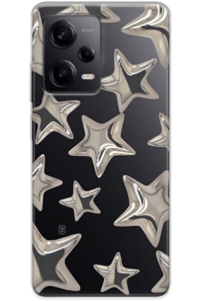 WANNA PROTECT Xiaomi Redmi Note 12 Şeffaf Stars Desenli Silikon Telefon Kılıfı