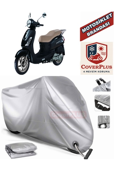 MotoEN Gray Lock Compatible Motor Tarpaulin Sym Fiddle Ii 50 Motorcycle Tarpa...