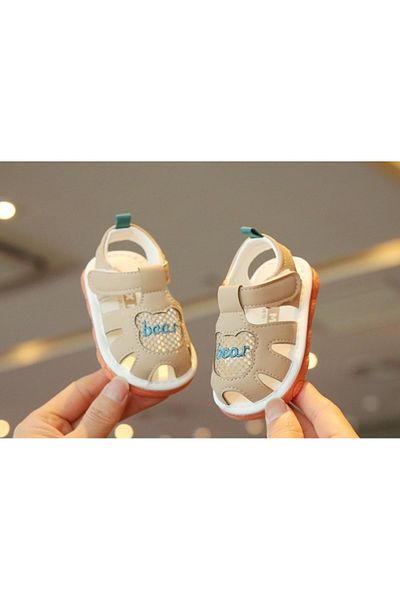 Superbaby Sandalute crem cu piuitoare - Bear