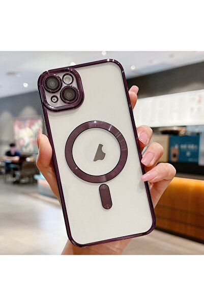 PSGT Apple Iphone 14 plus ) Kılıf Magsafe Kamera Lensli Korumalı Şeffaf Silik...