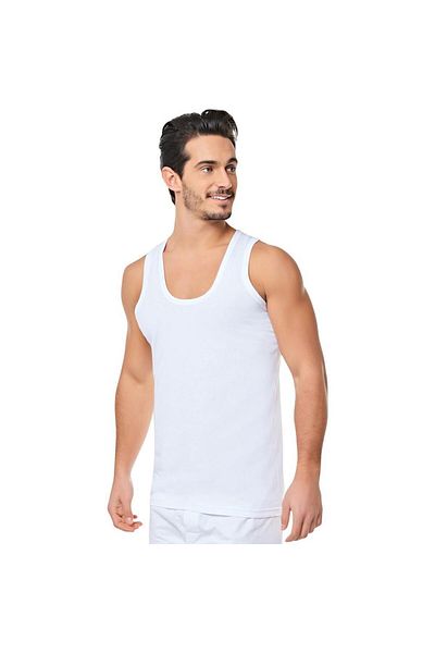 Seher Yıldız Men's White Strappy Classic 100% Cotton Undershirt 3-Piece