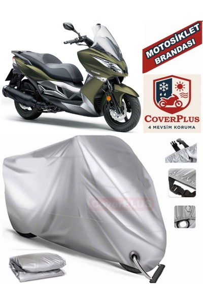 MotoEN قماش القنب المتوافق مع القفل الرمادي Kawasaki J 300 خيمة غطاء القماش ا...