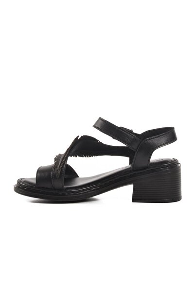 Venüs Black Genuine Leather Women's Sandals 25020310 Y Z