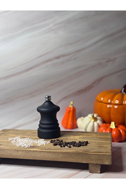 AÇSEL Tuzluk Ve Karabiber Değirmeni Baharat Öğütücü 9 Cm Mat Siyah Altın