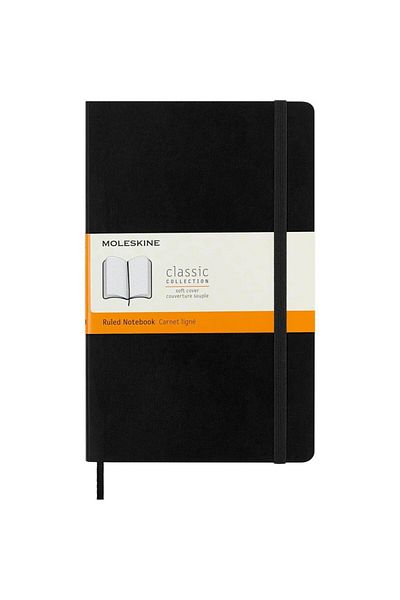 Moleskine Caiet Clasic Copertă Moale 13 X 21 Cm. Negru cu dungi