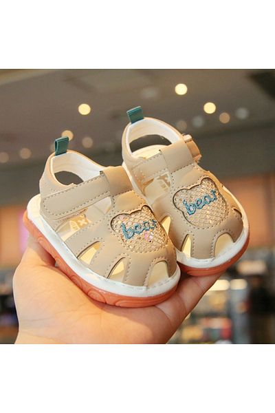 Superbaby Sandalute crem cu piuitoare - Bear