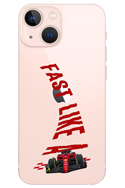 WANNA PROTECT iPhone 15 Şeffaf Fast Like Desenli Silikon Telefon Kılıfı