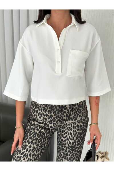 The Robi Πουκάμισο με λεπτομέρεια τσέπης και γιακά Crop