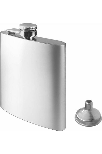 PERLOTUS 8 oz 235 Cc Pocket Type Screw Cap Steel Whiskey Flask with Funnel Christmas Gift
