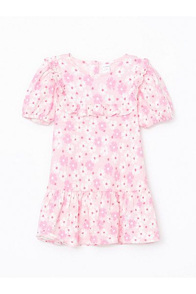 LC Waikiki Standard Mold Stylish and Comfortable Krinkle Fabric A-Line Baby Girl Dress