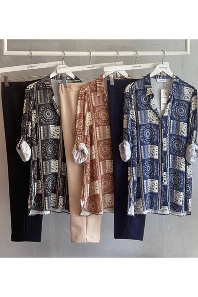 Hanezza | Ege Kasidesi - Desen | Viskon Büyük Beden Gömlek