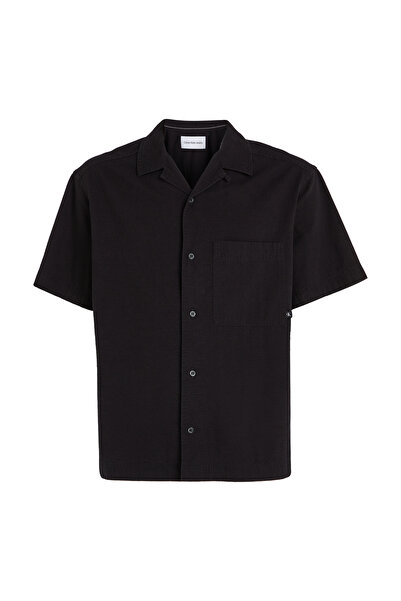 Calvin Klein Men Black Textured Cotton Shirt