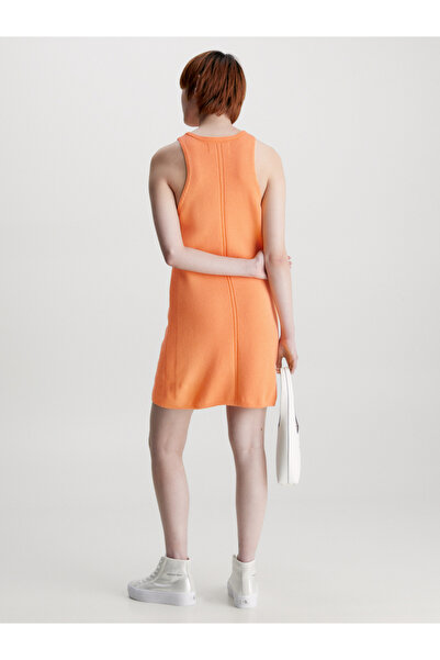 Calvin Klein Women Crushed Orange Knitted Tank Dress