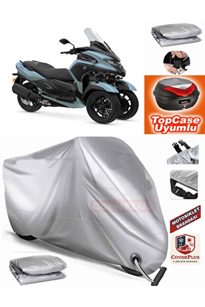 MotoEN Gray Lock Compatible Yamaha Tricity 300 Tarpaulin Topcase Rear Bag Com...