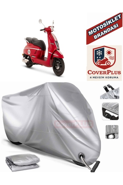 CoverPlus Gri Kilit Uyumlu Motor Brandası Peugeot Django 50 Motorsiklet Brand...