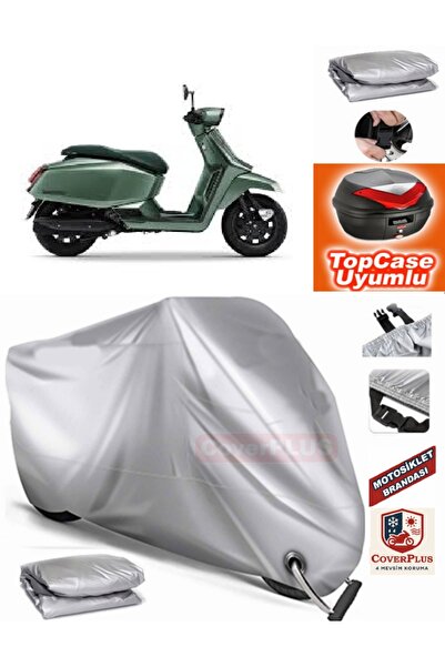 MotoEN Gray Lock Compatible Lambretta X300 Tarpaulin Topcase Rear Bag Compati...