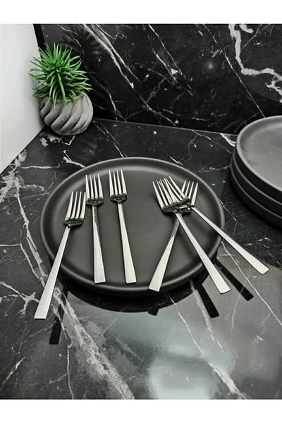 Çelik Express 6-Piece Dinner Fork Luxury Straight Model (Stainless Steel)