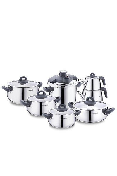 KORKMAZ A1756-3 Bella Smoked 14 Piece Hyper Set