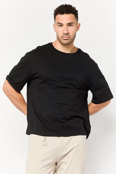WRANGLER Men Crew Neck Short Sleeves Solid T-Shirt, Black