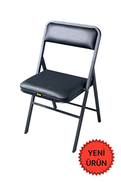 hey Katlanır Kamp Sandalyesi Piknik Sandalyesi Siyah Deri