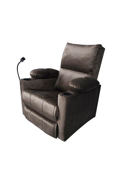 Lazy Vibes Sun Plus | Velvet Rocking Cinematic Recliner Chair with Phone & Cups Holder - Dark Brown