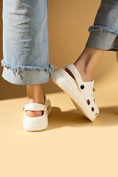 Pembe Potin Women's Beige Eva Deniz Beach Loadset Sole Nurse Hospital Confort Comfortable Sandals Slippers