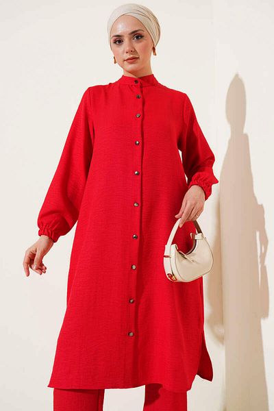 Kirazgym Judge Collar Buttoned Double Tunic Suit Red