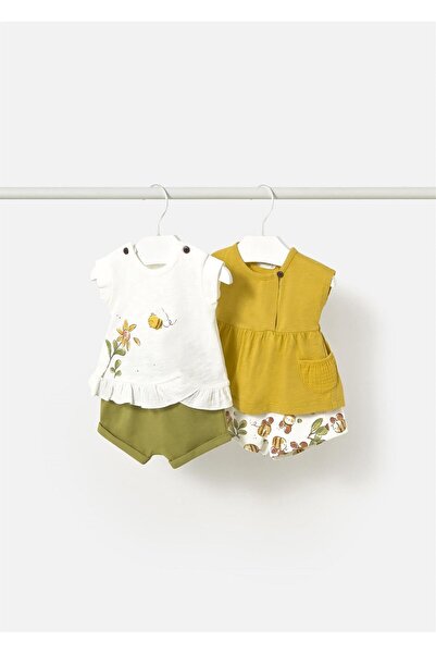 MAYORAL Baby Girl 4 T-Shirt Shorts Suit Green 1664