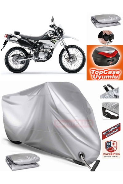 MotoEN Gray Lock Compatible Kawasaki Klx 250 Tarpaulin Topcase Rear Bag Compa...