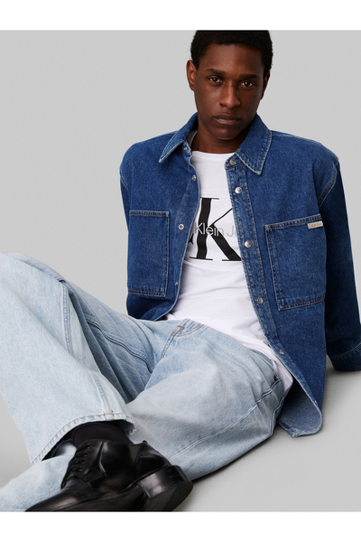 Calvin Klein Calvin Klein Men Blue Regular Linear Denim Shirt