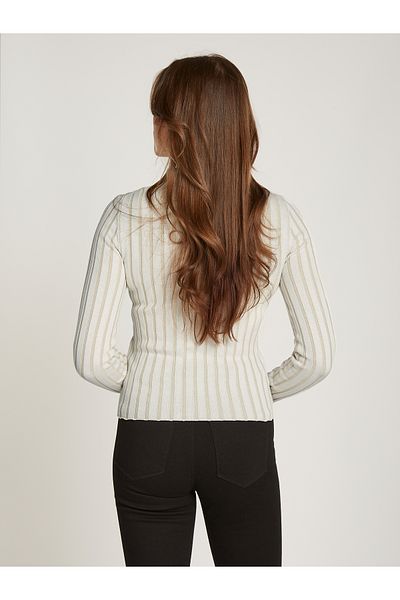 Calvin Klein Women Ivory Plated High Neck Pullover Sweater