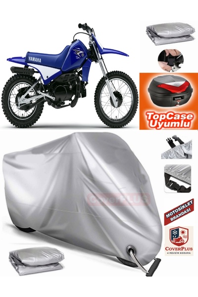 MotoEN Gray Lock Compatible Yamaha Pw 80 Tarpaulin Topcase Rear Bag Compatibl...