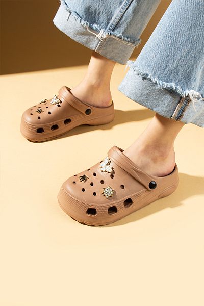 Pembe Potin Women's Brown Eva Deniz Beach Loadset Sole Nurse Hospital Confort Comfortable Sandals Slippers