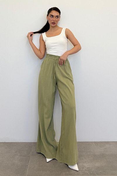Madmext Mint Green High Waist Wide Leg Pants Mg2408