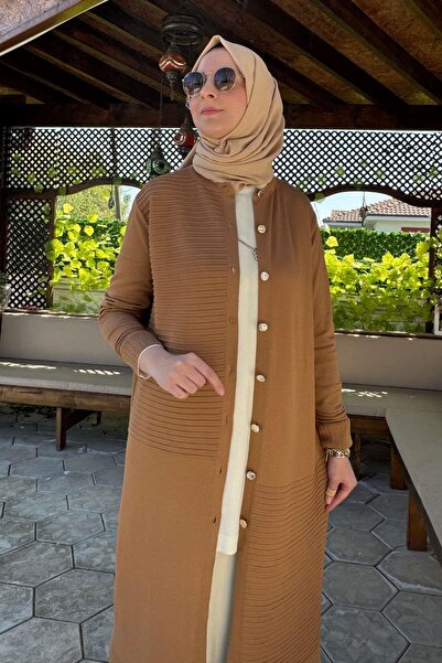 Rabia Şamlı Magnolia Camel Knitwear Cardigan