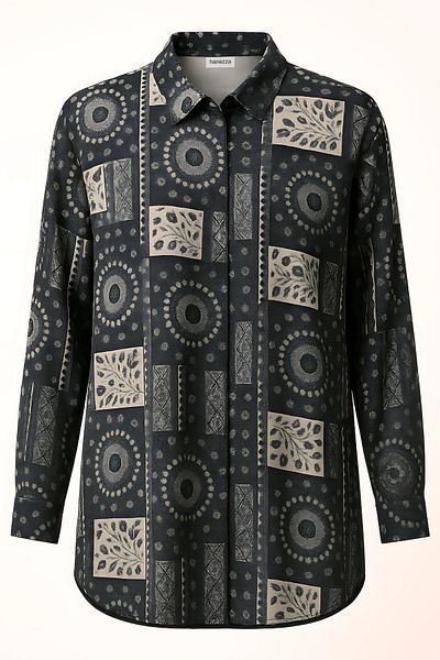 Hanezza Viscose Patterned Large Size Aegean Casual Shirt