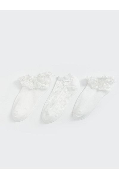 LC Waikiki Lcw Kids Lace Detailed Girls Booties Socks 3-Piece (S5)
