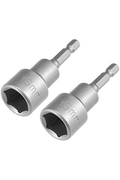 uxcell 2Pcs 1/4 Inch Quick Change Shank Cr-V 16mm Magnetic Nut Setter, 2.5 Inch Length