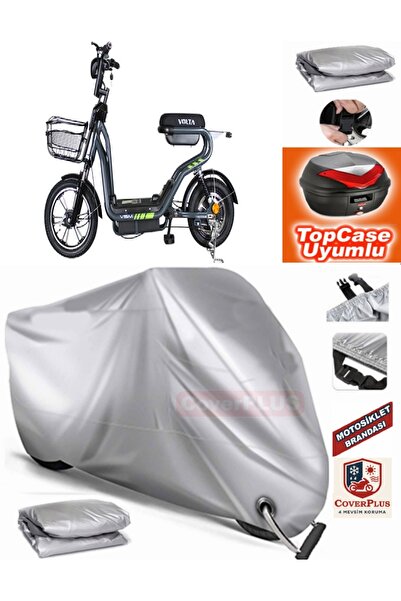 CoverPlus Gri Kilit Uyumlu Volta VSM Motor Brandası Arka Çanta Uyumlu,Lastikli