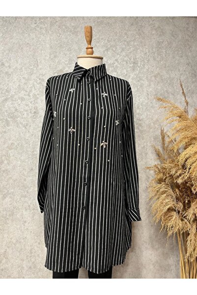 Eylül 25Y1706 GÖMLEK ÖNÜ TAŞLI ALAÇATI SİYAH