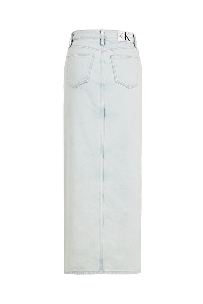 Calvin Klein Calvin Klein Women Light Blue Tencel Front Split Denim Max Skirt