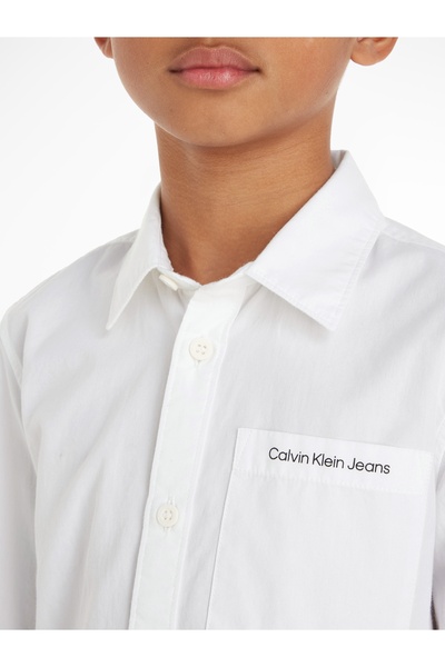 Calvin Klein Boys White Ceremony Poplin Shirt