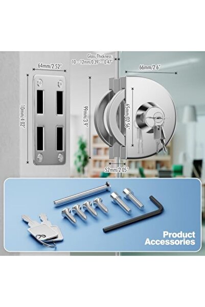 Generic Ranbo 304 Stainless Steel Commercial-Home 10 mm -12 mm Glass Door Anti-Theft Security Lock, Double S