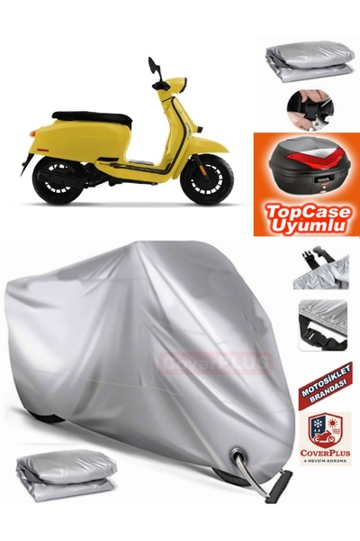 MotoEN قفل رمادي متوافق مع Lambretta V50 Special Tarpaulin Topcase Back Bag م...
